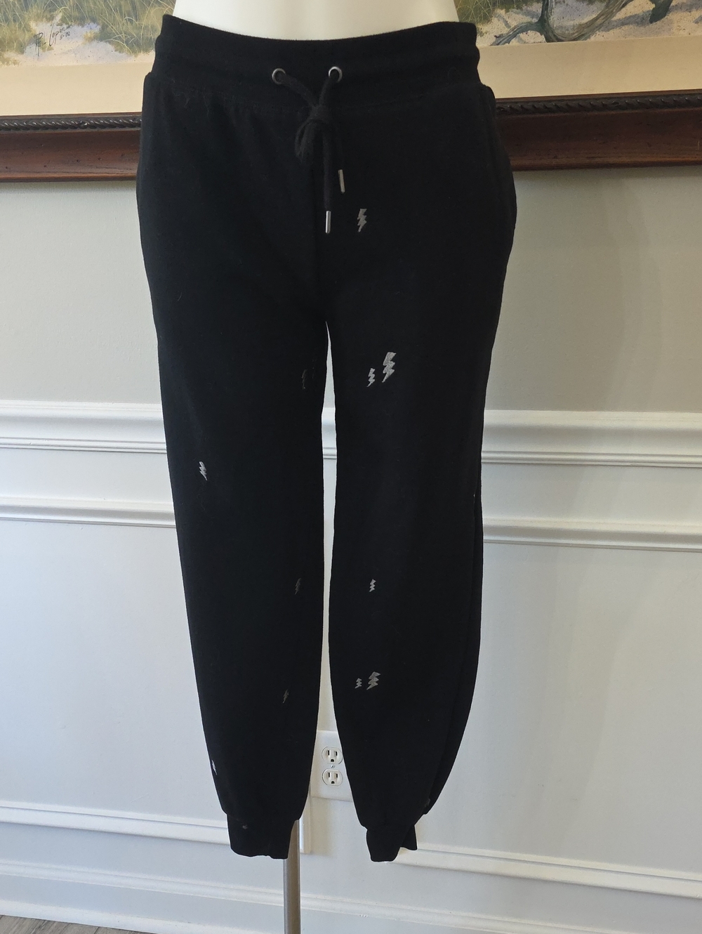 Honeydew Intimates Black Track Joggers with Lightning Bolt Accents